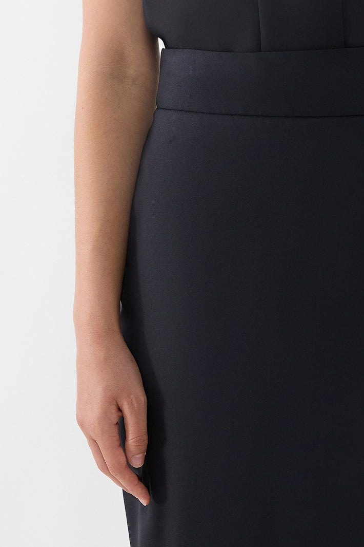Fine Wool Asymetric Pencil Skirt