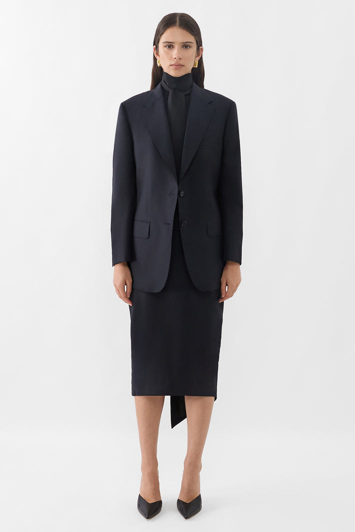 Fine Wool Asymetric Pencil Skirt