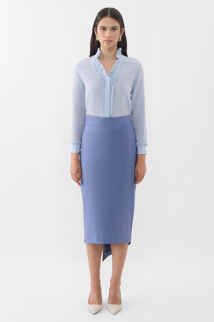 Fine Wool Asymetric Pencil Skirt