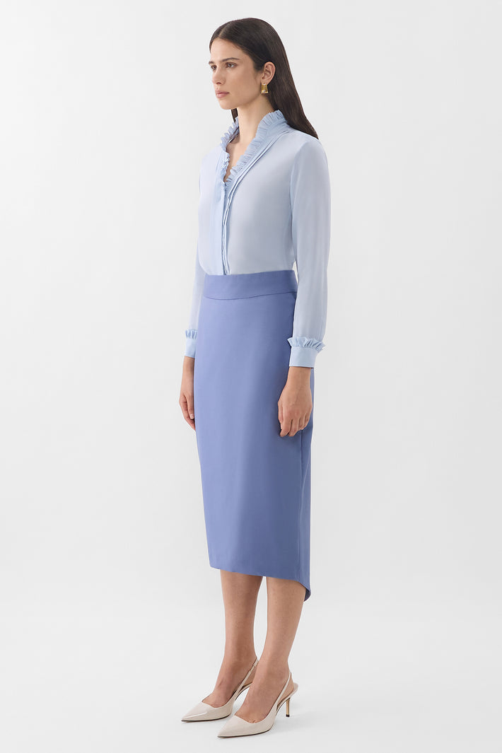 Fine Wool Asymetric Pencil Skirt