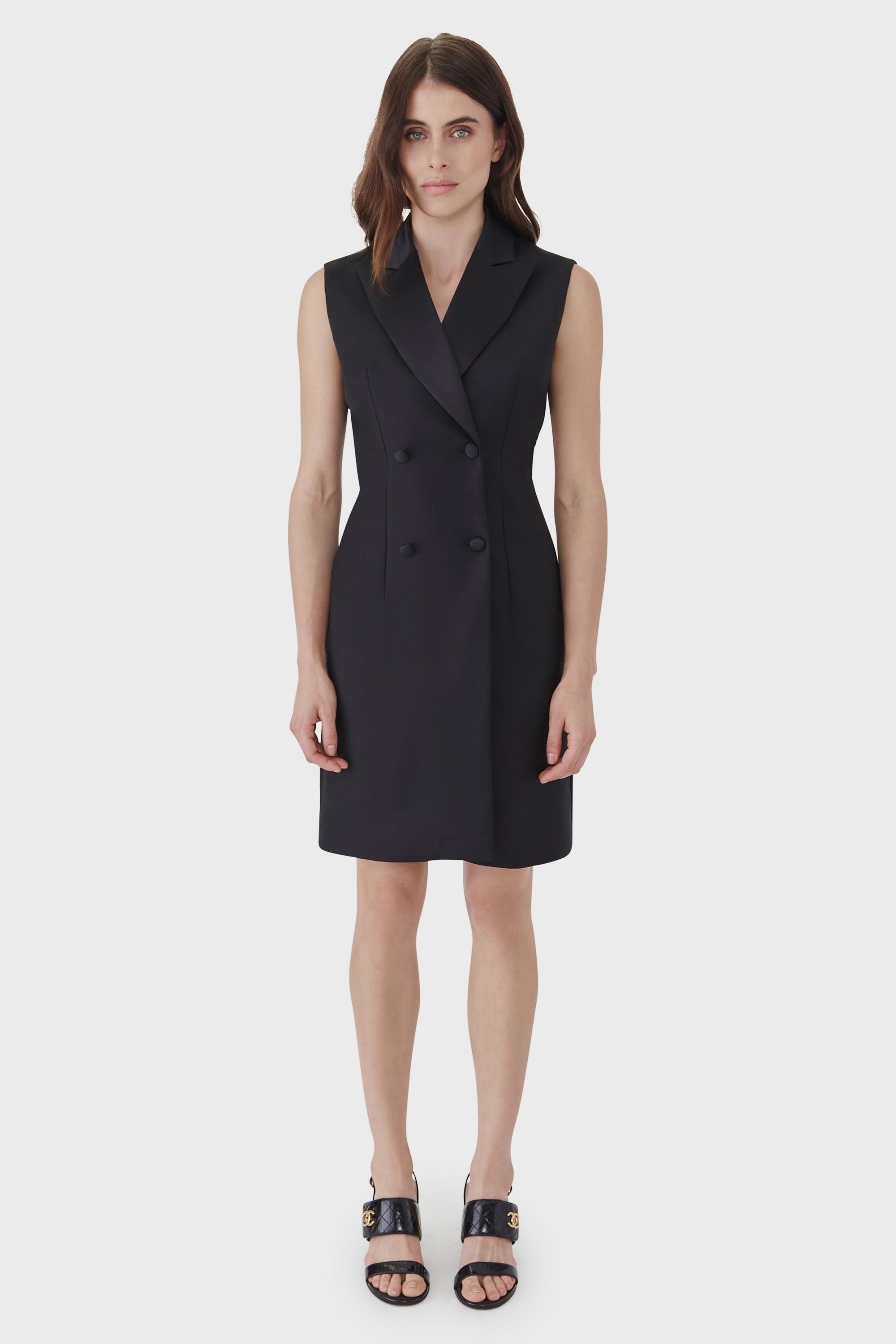 Tuxedo sleeveless outlet dress