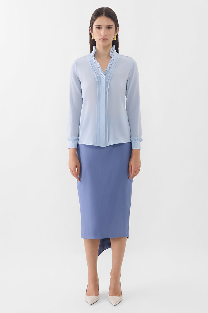 Double Ruffle Silk Blouse