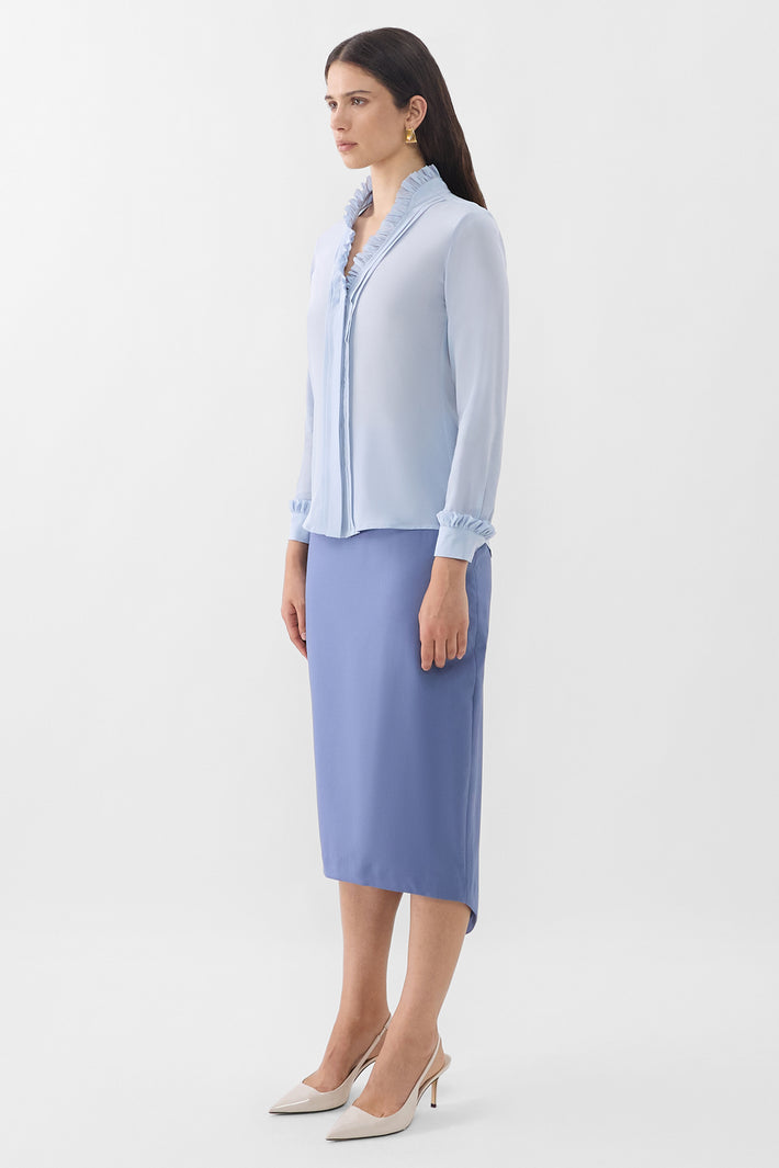 Double Ruffle Silk Blouse