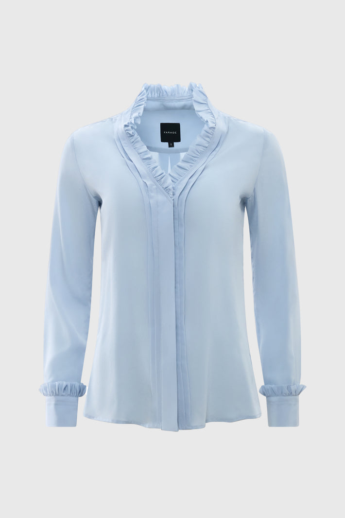 Double Ruffle Silk Blouse