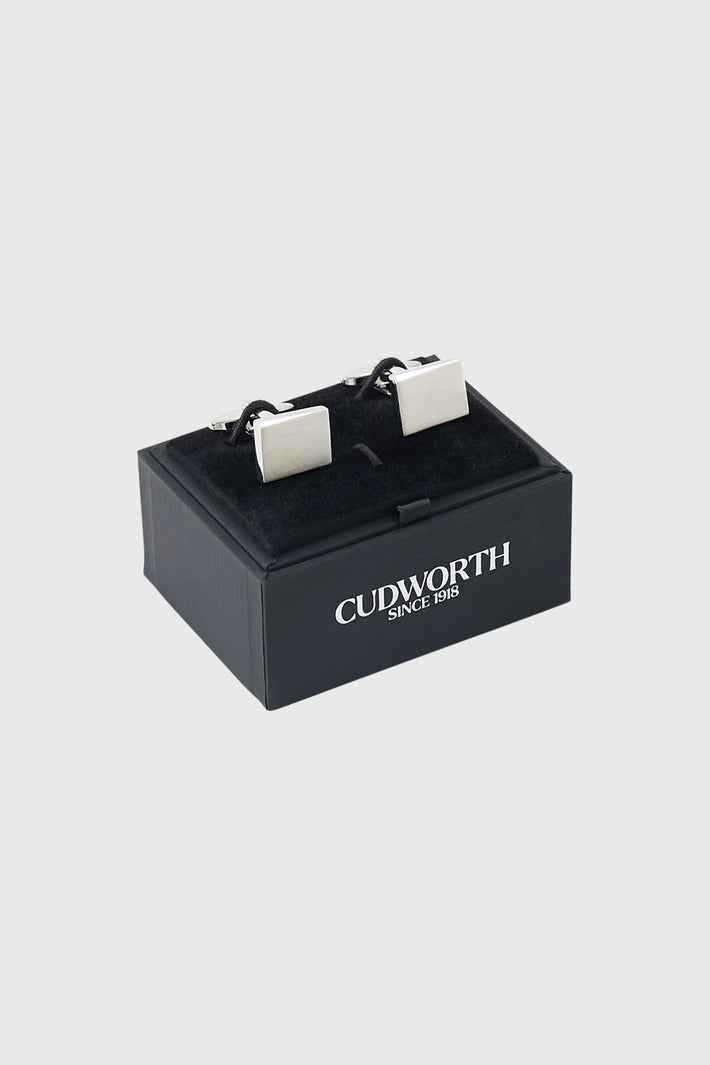 Brushed Rhodium Square Wedge Cufflinks