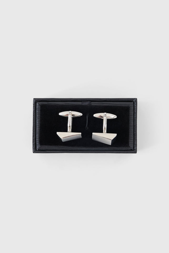 Brush Rhodium Cufflinks