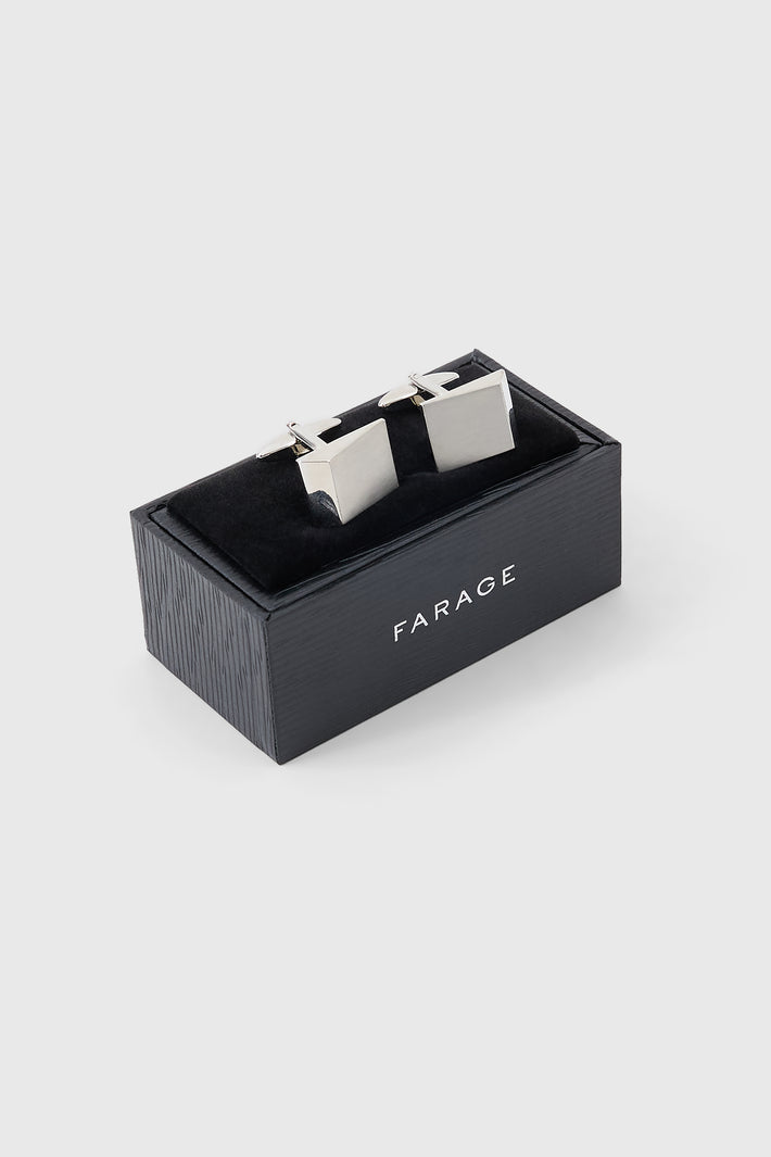 Brush Rhodium Cufflinks