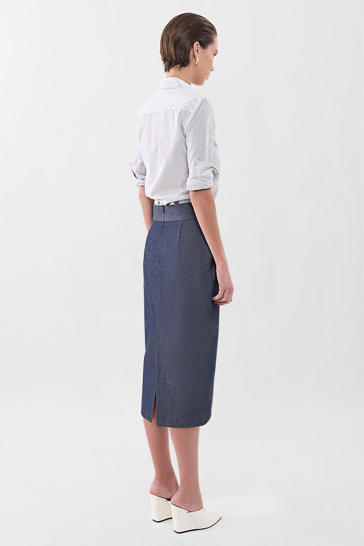 Cotton Drill Midi Skirt