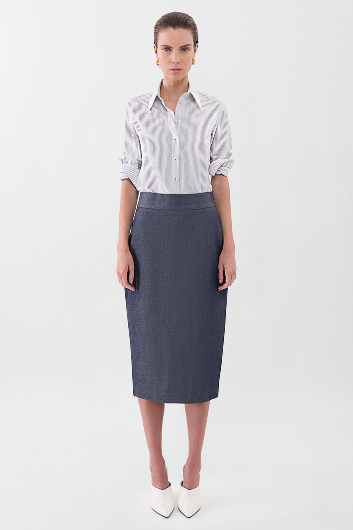 Cotton Drill Midi Skirt