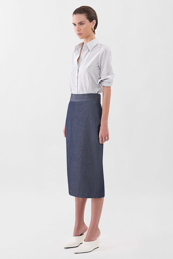 Cotton Drill Midi Skirt