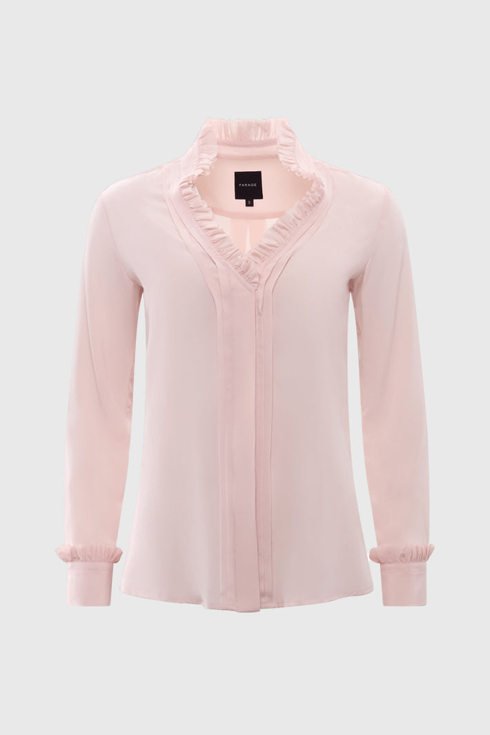 Double Ruffle Silk Blouse