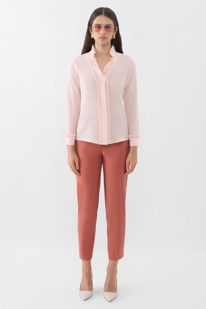 Double Ruffle Silk Blouse