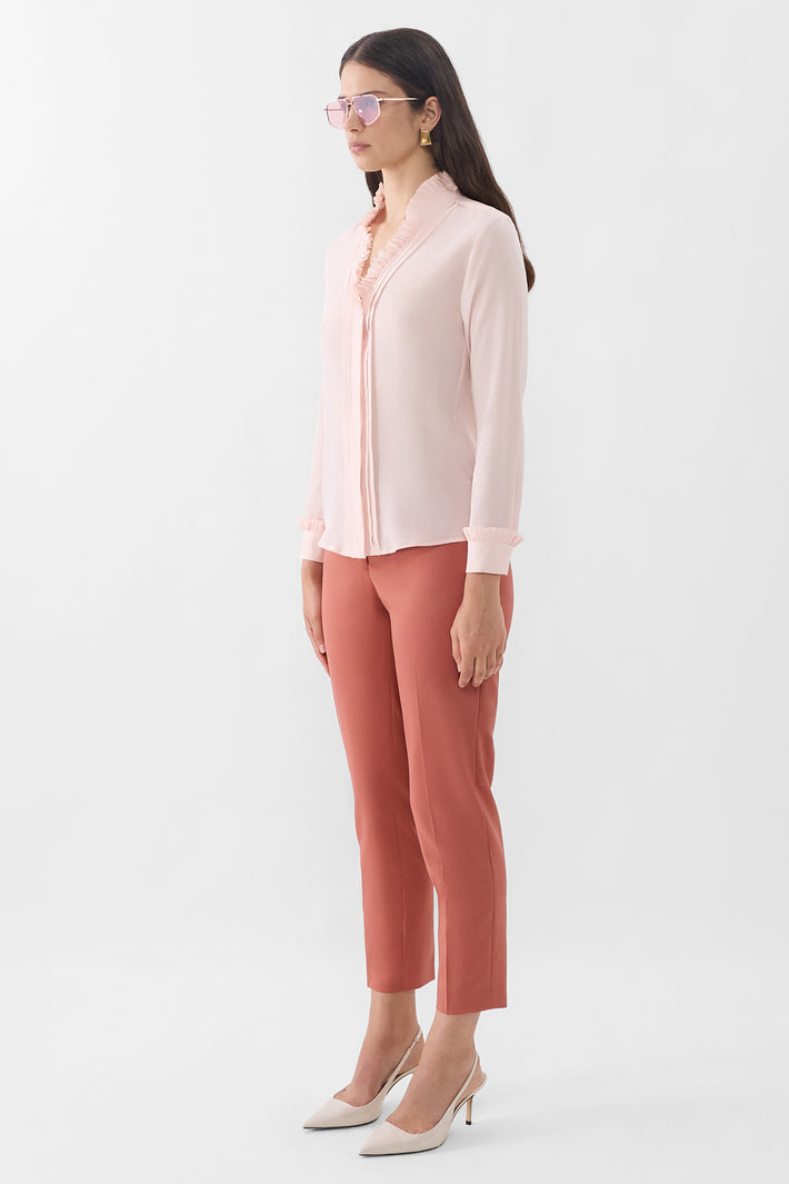 Double Ruffle Silk Blouse