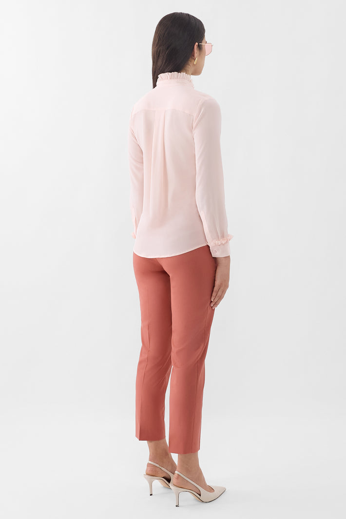 Double Ruffle Silk Blouse