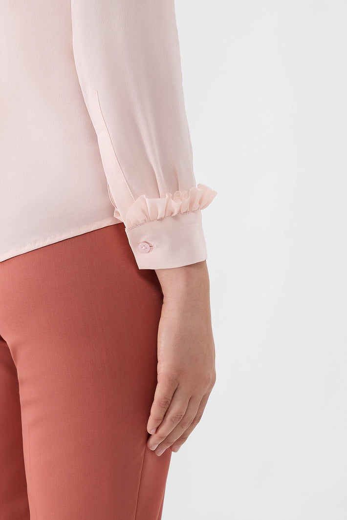 Double Ruffle Silk Blouse