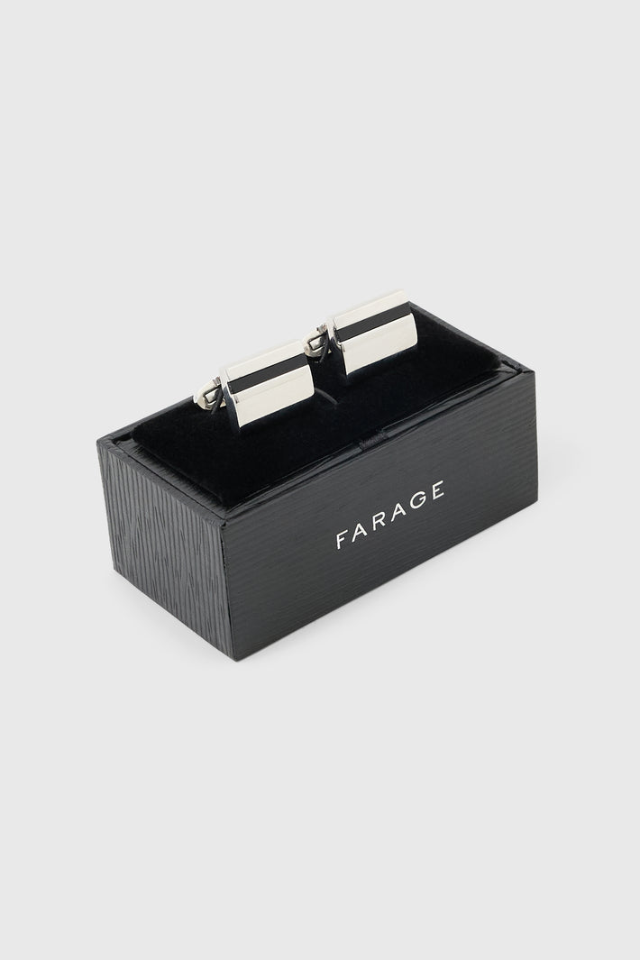 Polished Steel & Onyx Cufflinks