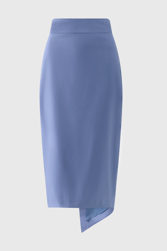 Fine Wool Asymetric Pencil Skirt
