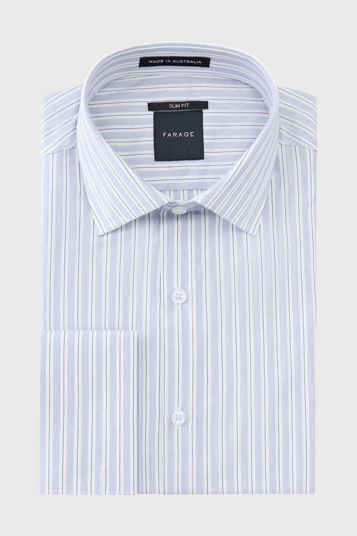 Slim fit French Cuff Shirt Albini Cotton Blue