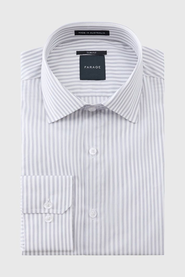 Slim fit Shirt Albini Cotton Grey Stripe