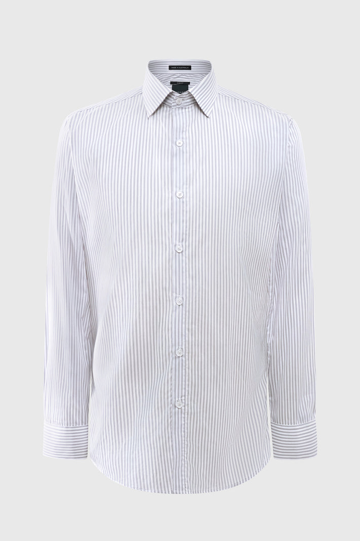 Slim fit Shirt Albini Cotton Grey Stripe