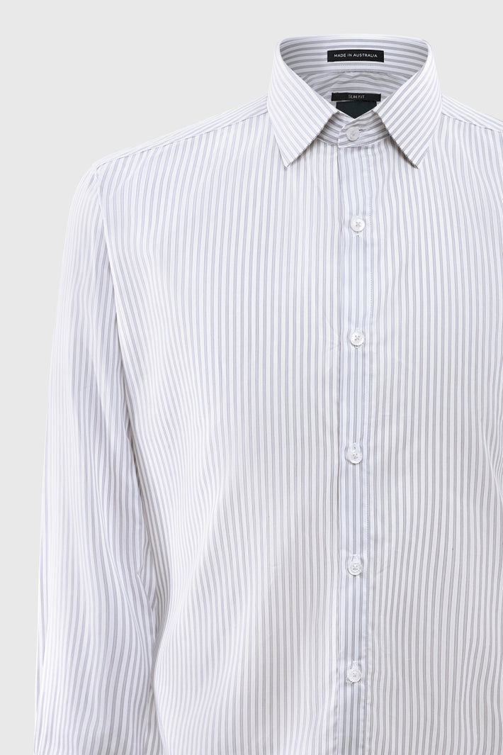 Slim fit Shirt Albini Cotton Grey Stripe